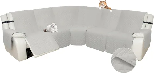 Vista 9 de Arfntevss Fundas de sofá reclinable seccional para sofá reclinable de esquina seccional para perro, lavables, en forma de L, juego de 7 piezas