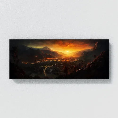 Vista 4 de Sense Canvas Arte en lienzo de la ciudad de Los Ángeles 1, decoración del hogar, póster impreso, pintura pequeña de 20 x 8 / 0.75 pulgadas