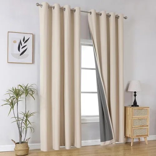 Vista 61 de Joydeco - Juego de 2 paneles de cortinas opacas de 63 pulgadas, 2 cortinas largas con aislamiento térmico burg, cortinas de oscurecimiento
