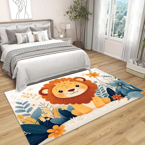 Vista 3 de Alfombra infantil para sala de juegos, lavable, colorida, alfombra para habitación de los niños, suave antideslizante, alfombra interior para aula