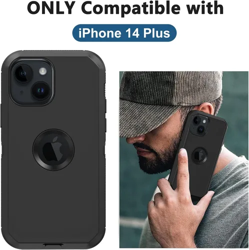 Vista 2 de Funda para iPhone 14 Plus, con 2 protectores de pantalla a prueba de golpes, protección de grado militar, marco resistente y a prueba de caídas