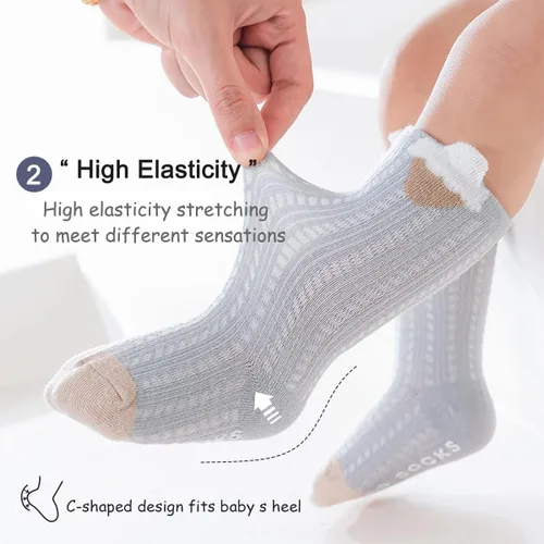 Vista 4 de Nuevos calcetines de malla de verano para bebés, niños y niñas pequeñas, calcetines para recién nacidos, accesorios esenciales para bebés