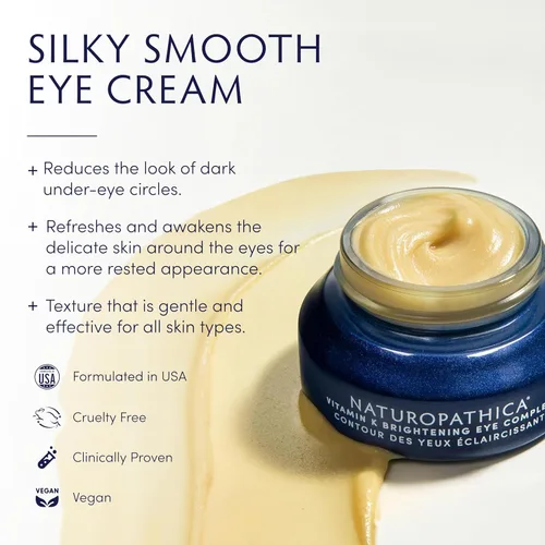 Vista 2 de Naturopathica Complejo de ojos iluminador de vitamina K, crema diaria para ojeras y ojos hinchados, crema debajo de los ojos para ayudar a reafirmar
