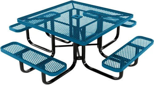 Vista 60 de COATEDOUTDOORFURNITURE Mesa de picnic cuadrada de 46 pulgadas, expandida, color negro