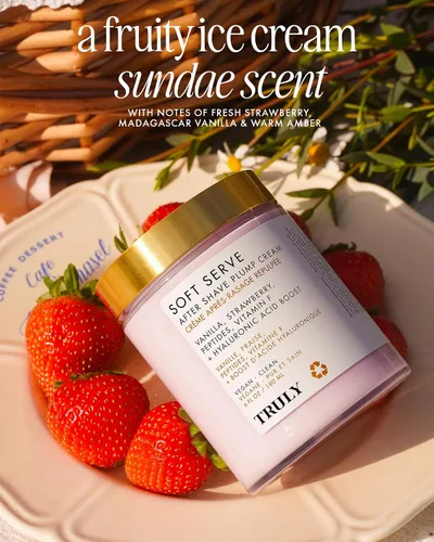 Vista 4 de Truly Beauty Soft Serve After Shave Plump Cream Crema hidratante y voluminosa para suavidad después del afeitado Con ácido hialurónico