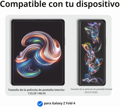 Vista 2 de DOME GLASS Whitestone GEN - Protector de pantalla para Galaxy Z Fold 4 (2022) HD transparente con revestimiento duro, protector de pantalla