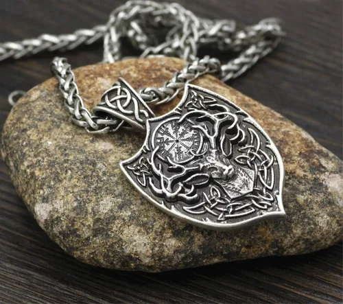 Vista 5 de Leprato Collar vikingo nórdico, amuleto de runa vikinga nórdica, dije de amuleto vikingo, regalo de joyería para hombres y mujeres