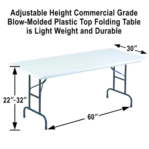 Vista 2 de Correll RA2448 24 serie R mesa plegable de acero inoxidable, altura ajustable para tareas comerciales, rectangular con 24 pulgadas de ancho y 48