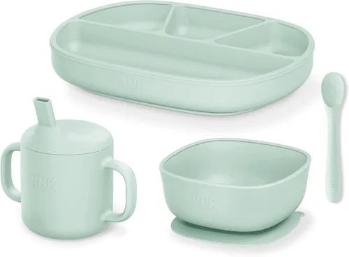 Vista 15 de NUK Cuencos de succión de silicona para bebés, función de succión que ayuda a reducir derrames, aptos para microondas y lavavajillas, sin BPA Verde