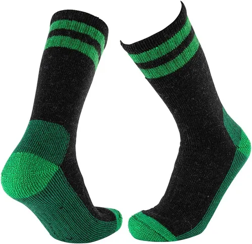 Vista 5 de Cerebro Calcetines de lana merino para hombre, calcetines acolchados a media pantorrilla que absorben la humedad, calcetines de senderismo