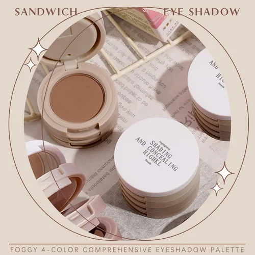 Vista 2 de HOSAILY Paleta de sombra de ojos mate 4 en 1, sombra de ojos marrón topo neutro para mujeres mayores, maquillaje de sombra de ojos en polvo