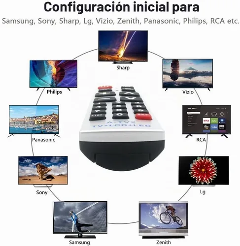 Vista 2 de LuckyStar - Control remoto universal con botón grande A-TV2, ajuste inicial para Lg, Vizio, Sharp, Zenith, Panasonic, Philips, RCA, pone la batería