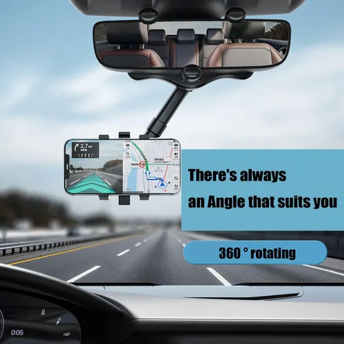 Vista 4 de Soporte giratorio y retráctil de 360° para el espejo retrovisor del coche, soporte universal multifuncional ajustable para teléfonos, soporte