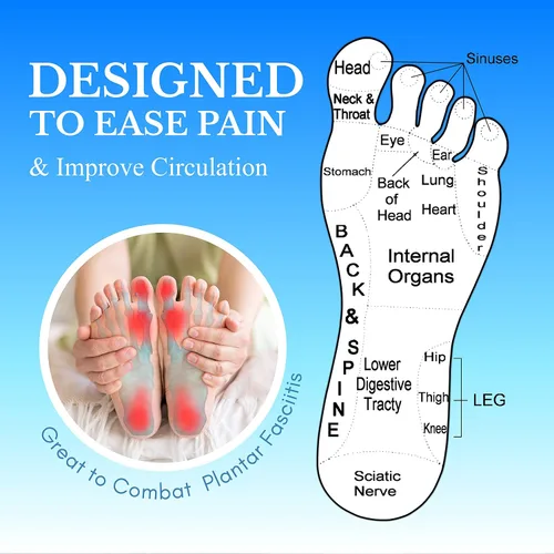 Vista 3 de Masajeador de rodillos para pies, fascitis plantar, neuropatía, dolor y circulación, alivio del dolor de espolón en el talón, reflexología de pies
