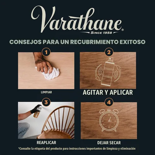 Vista 6 de Varathane - Barniz para interiores de poliuretano a base de aceite en aerosol, acabado satinado