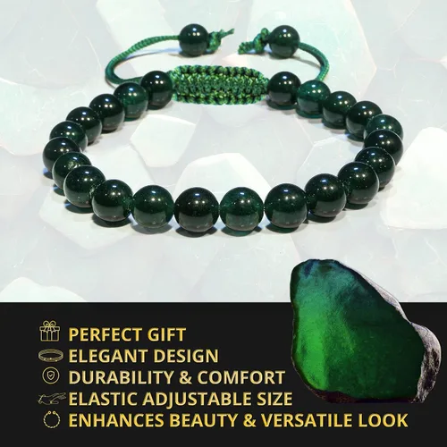 Vista 283 de Adjustable Crystal Bracelet – Gemstone Bead Bracelet with Adjustable Macrame String – Chic Gemstone Bracelet for Men and Women – 8mm Round Healing