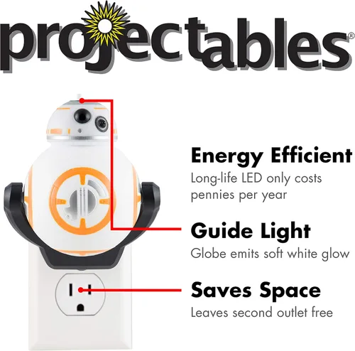 Vista 4 de Projectables BB-8 Star Wars Luz nocturna LED, proyector enchufable, sensor de atardecer a amanecer, edición de coleccionista, Disney, imagen