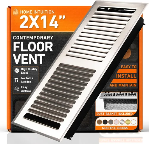 Vista 25 de Cubiertas de ventilación de piso 2X10 Registro de piso con trampa de malla, calor y aire, ventilación de piso de metal transitable para conducto