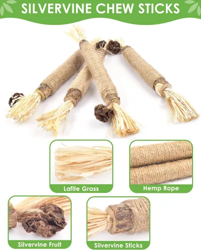 Vista 3 de TINDTOP Silvervine - Palitos masticables para gatos, paquete de 10 juguetes