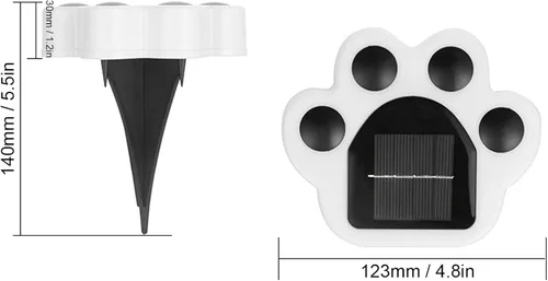 Vista 5 de plplaaoo Linterna solar, luces solares en forma de pata para exteriores, 4 piezas LED de iluminación de paisaje, luz enterrada, lámpara decorativa