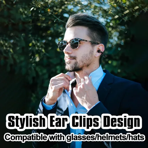 Vista 4 de Clips inalámbricos para los oídos, clips abiertos para los oídos, auriculares Bluetooth estéreo deportivos con micrófono, cancelación de ruido