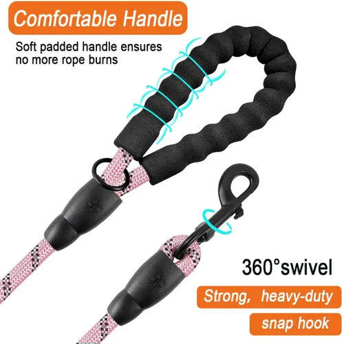 Vista 2 de BARKBAY - Correas para perros grandes, resistentes, de 4/5/6 pies, con cómoda asa acolchada y hilos altamente reflectantes para perros medianos