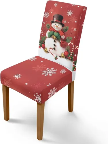 Vista 109 de Rnyleeg Fundas navideñas para sillas de comedor, fundas de asiento de comedor con estampado de campanas brillantes, juego de 1 funda suave y lavable