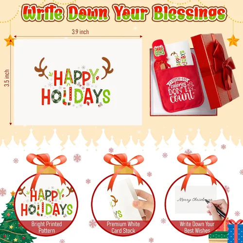 Vista 3 de R HORSE 3 piezas de juego de regalo de Navidad para agarraderas de ollas con espátula de silicona, tarjeta de felicitación, guante de horno