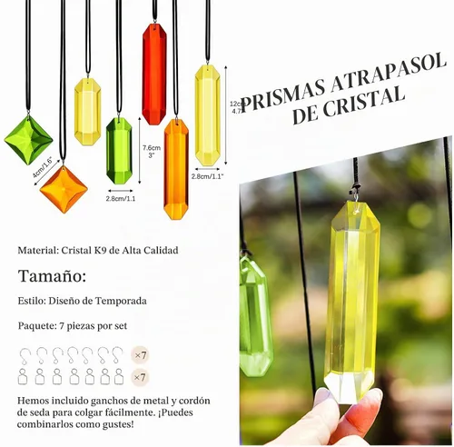 Vista 3 de 7 piezas de prismas de cristal para colgar en la ventana