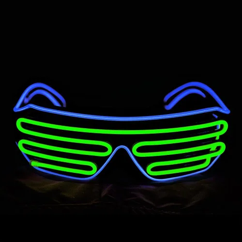Vista 8 de Gafas de LED de Aqua Led de Neón electroluminiscentes para fiestas y disfraces modelo RB03., Púrpura + Azul