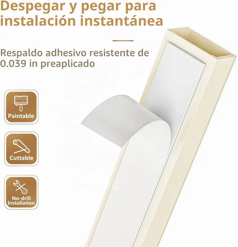 Vista 3 de Delamu Ocultador de cable beige, cubiertas de cable de 85 pulgadas para cables en la pared, ocultadores de cables de un cable, cubiertas de alambre