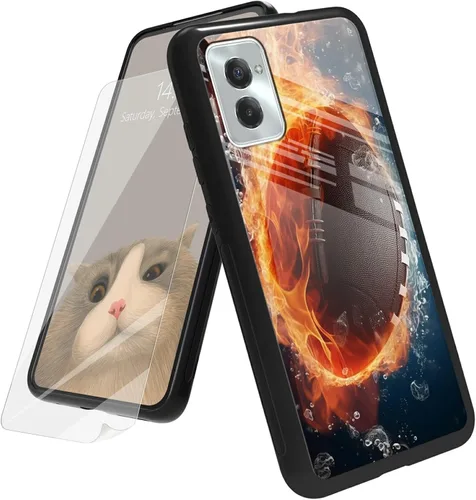 Vista 152 de Funda para Motorola Moto G Play 4G 2024 con protector de pantalla, parte trasera de vidrio templado + funda de silicona suave TPU absorción