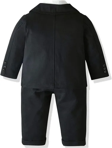 Vista 2 de Conjunto de chaleco de 3 piezas para niños, conjunto de camisa de manga larga y pantalones con corbata