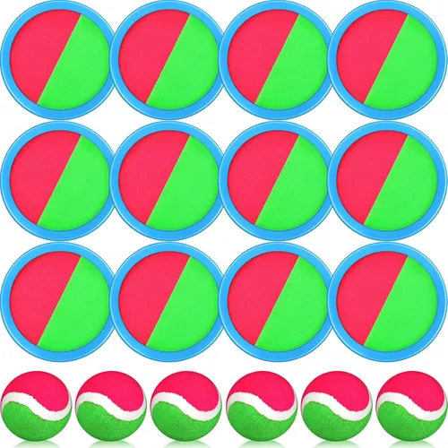Vista 9 de Charniol Juguetes para niños, juego de lanzar y atrapar, juego de playa, juegos deportivos de pelota al aire libre, juguetes de nailon para niños