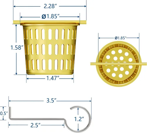 Vista 2 de Neodrain Colador dorado, colador de acero inoxidable para cabello y desechos, solo apto para drenaje de ducha Neodrain