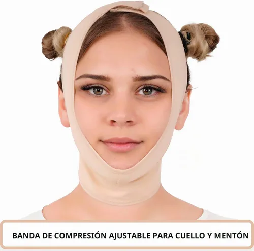 Vista 2 de IKIDO Venda de compresión para cuello y barbilla poscirugía para mujer, más delgada para la cara Beige