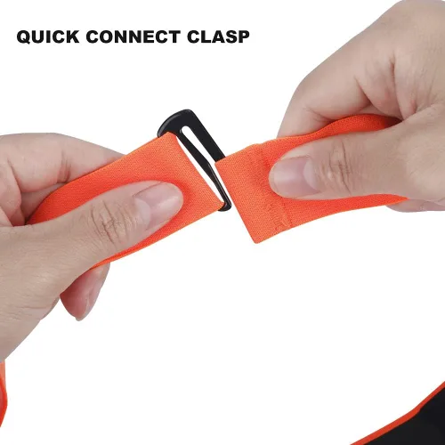Vista 5 de Correa de pecho para monitor de frecuencia cardíaca para Polar H7 H1 Wahoo Tickr Garmin (negro naranja, estándar)
