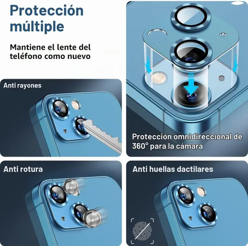 Vista 4 de Korecase [Paquete de 2] Diseñado para iPhone 13 / iPhone 13 Mini protector de lente de cámara de vidrio templado, cubierta de metal de aluminio
