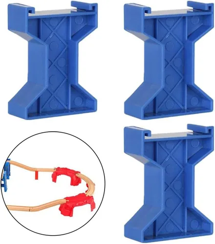 Vista 2 de 3 unids/set tren puente muelles de madera ferroviario accesorios modelo puente tren, estilo A azul