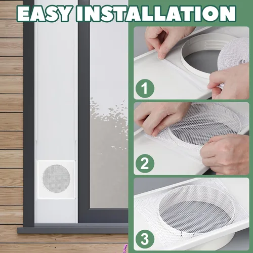 Vista 6 de Kit de cubierta de malla protector de hojas para ventilación de ventana, cubierta de micromalla para aire acondicionado portátil, kit de ventilación