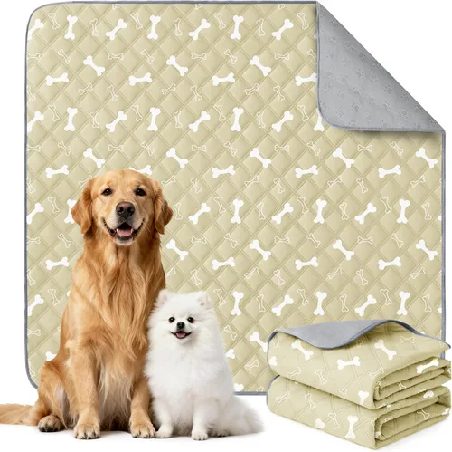 Vista 19 de Eterish Paquete de 2 almohadillas reutilizables y lavables para orina para perros, grandes, extragrandes, 36 x 41 pulgadas, paquete de 2 Beige