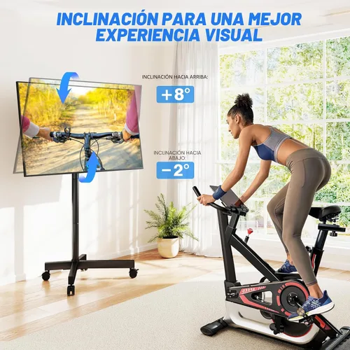 Vista 3 de Rfiver - Carrito de TV móvil con ruedas para pantallas de 23 a 65 pulgadas, soporte de TV portátil con ruedas con inclinación y altura ajustable