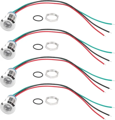 Vista 2 de Marhynchus 4 juegos de luces indicadoras LED precableadas LED redondas, impermeables, luz de 2 colores, electrodo de ánodo común de 12-24 V 0.472 in