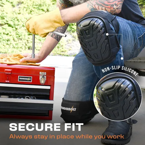 Vista 6 de Rodilleras Thunderbolt para Hombres de Construcción, Rodilleras de Trabajo para Hombres y Mujeres con Doble Gel para Jardinería, Colocación