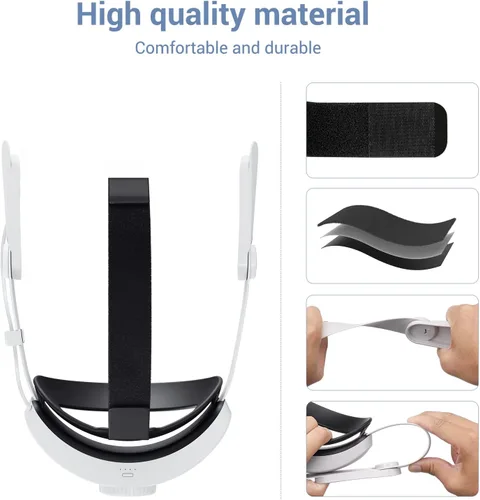 Vista 5 de SUPAVR Head Strap with 8000mAh Battery Pack for Oculus Quest 2 AccessoriesElite Strap Enhanced Adjustable Comfort Power Extended 7 Hrs of Playtime