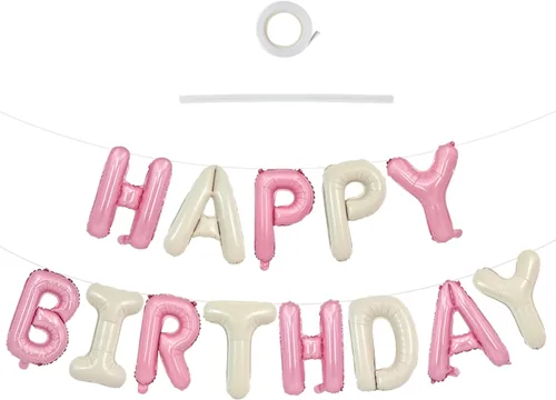 Vista 69 de TONIFUL Pancarta de Globos Negros de Feliz Cumpleaños de 16 Pulgadas con Letras de Papel de Aluminio Mylar, Cartel Banderín Reutilizable