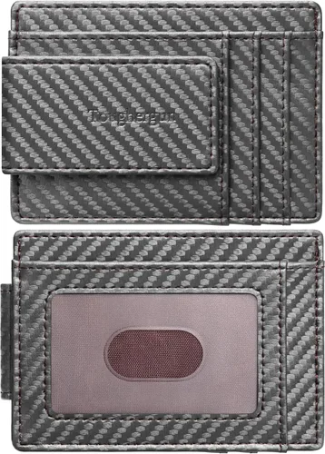 Vista 20 de Cartera minimalista Toughergun para hombres con clip de dinero magnético, cartera de cuero, tarjetero de crédito con bloqueo RFID Negro