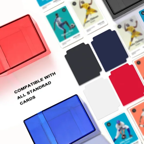 Vista 5 de KKU Paquete de 4 estuches para tarjetas, cajas de almacenamiento de tarjetas coleccionables, fundas acrílicas para tarjetas, caja de almacenamiento