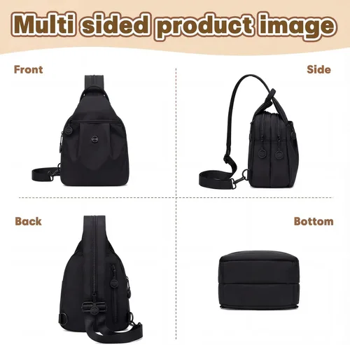 Vista 7 de Mini bolsa impermeable de 2 vías, mochila pequeña Oxford con múltiples compartimentos, para mujeres, universitarios, viajeros, viajes con antirrobo