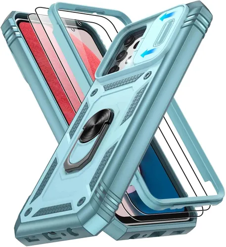 Vista 232 de Gritup Funda para Google Pixel 6 con cubierta deslizante para cámara y protector de pantalla (2 unidades), soporte de anillo giratorio 360°, funda